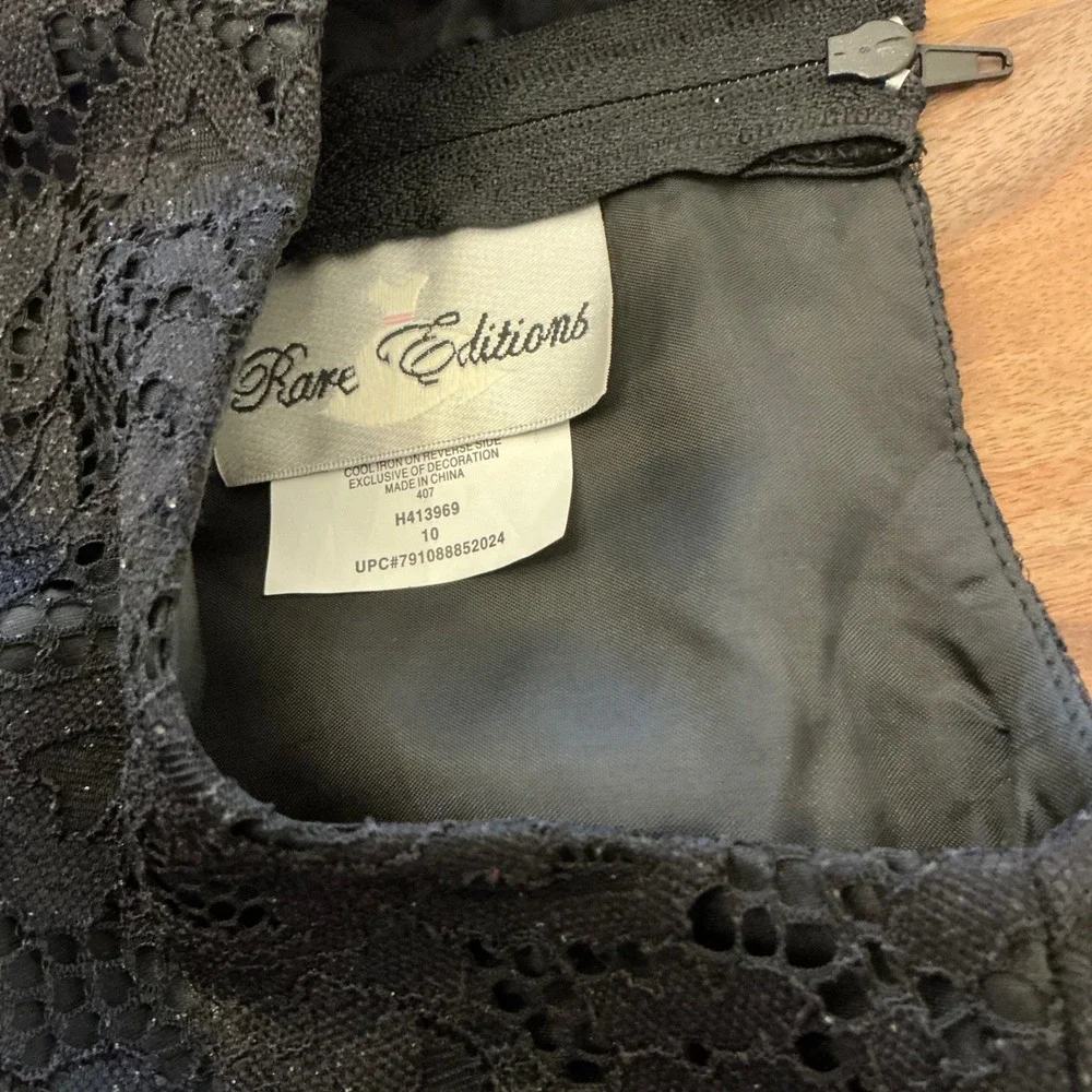 Rare Editions Girls Black Glitter Lace Floral Hi Low‎ Dress Size 10